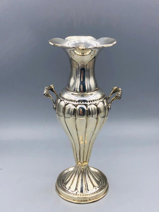 A Two handled silver vase