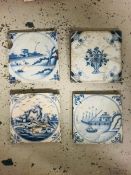 A selection of Four Delft Tiles