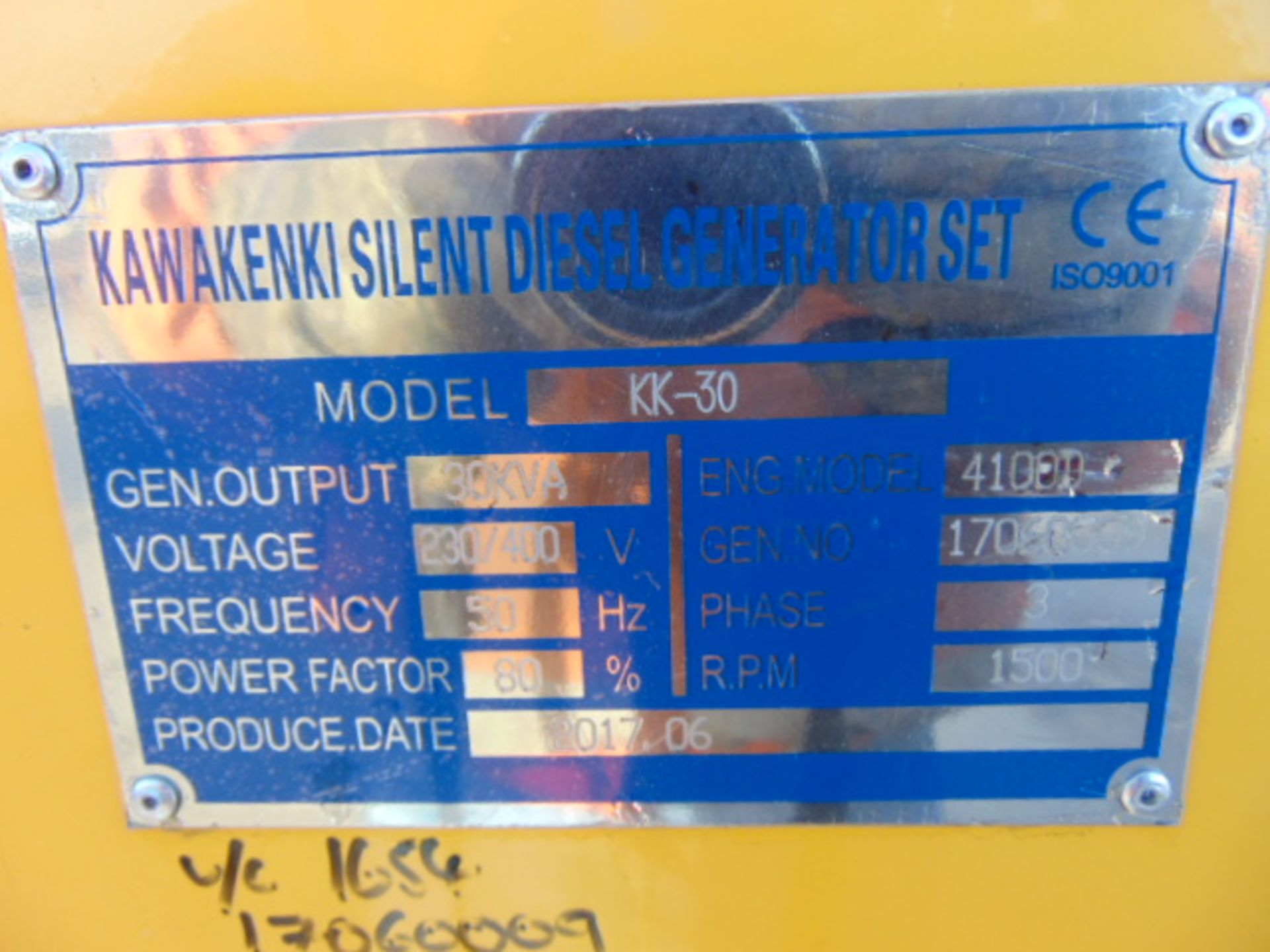 UNISSUED WITH TEST HOURS ONLY 30 KVA 3 Phase Silent Diesel Generator Set - Image 8 of 13