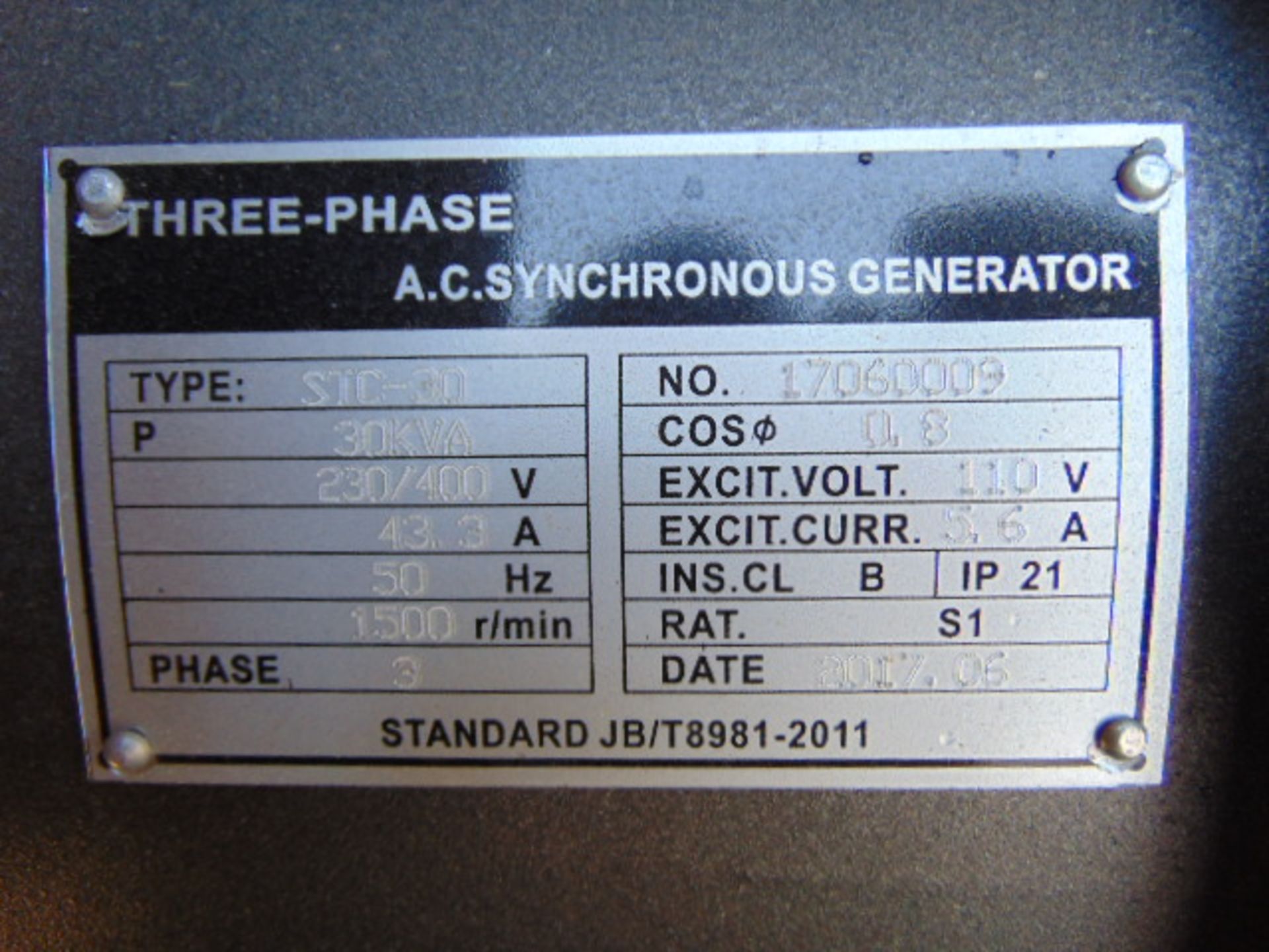 UNISSUED WITH TEST HOURS ONLY 30 KVA 3 Phase Silent Diesel Generator Set - Image 6 of 13