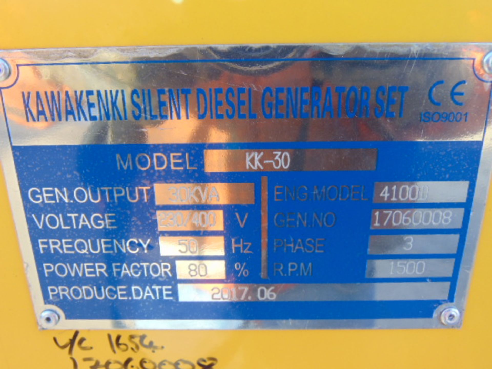 UNISSUED WITH TEST HOURS ONLY 30 KVA 3 Phase Silent Diesel Generator Set - Image 8 of 12