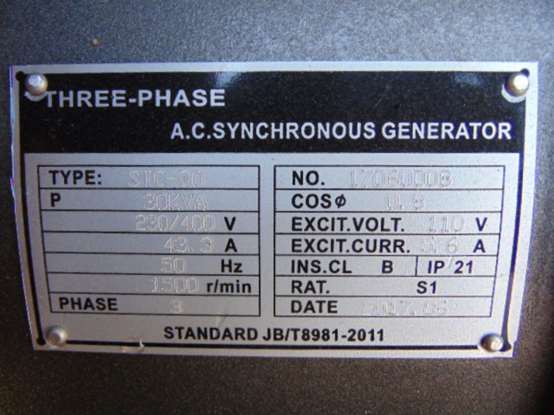 UNISSUED WITH TEST HOURS ONLY 30 KVA 3 Phase Silent Diesel Generator Set - Image 6 of 12