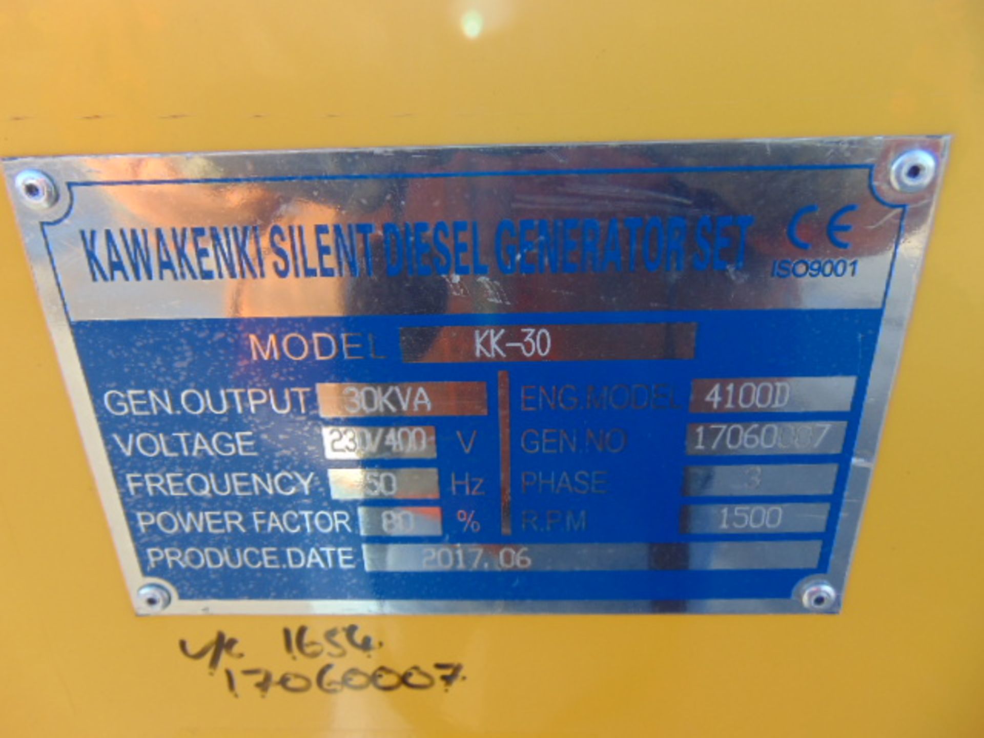 UNISSUED WITH TEST HOURS ONLY 30 KVA 3 Phase Silent Diesel Generator Set - Image 9 of 12