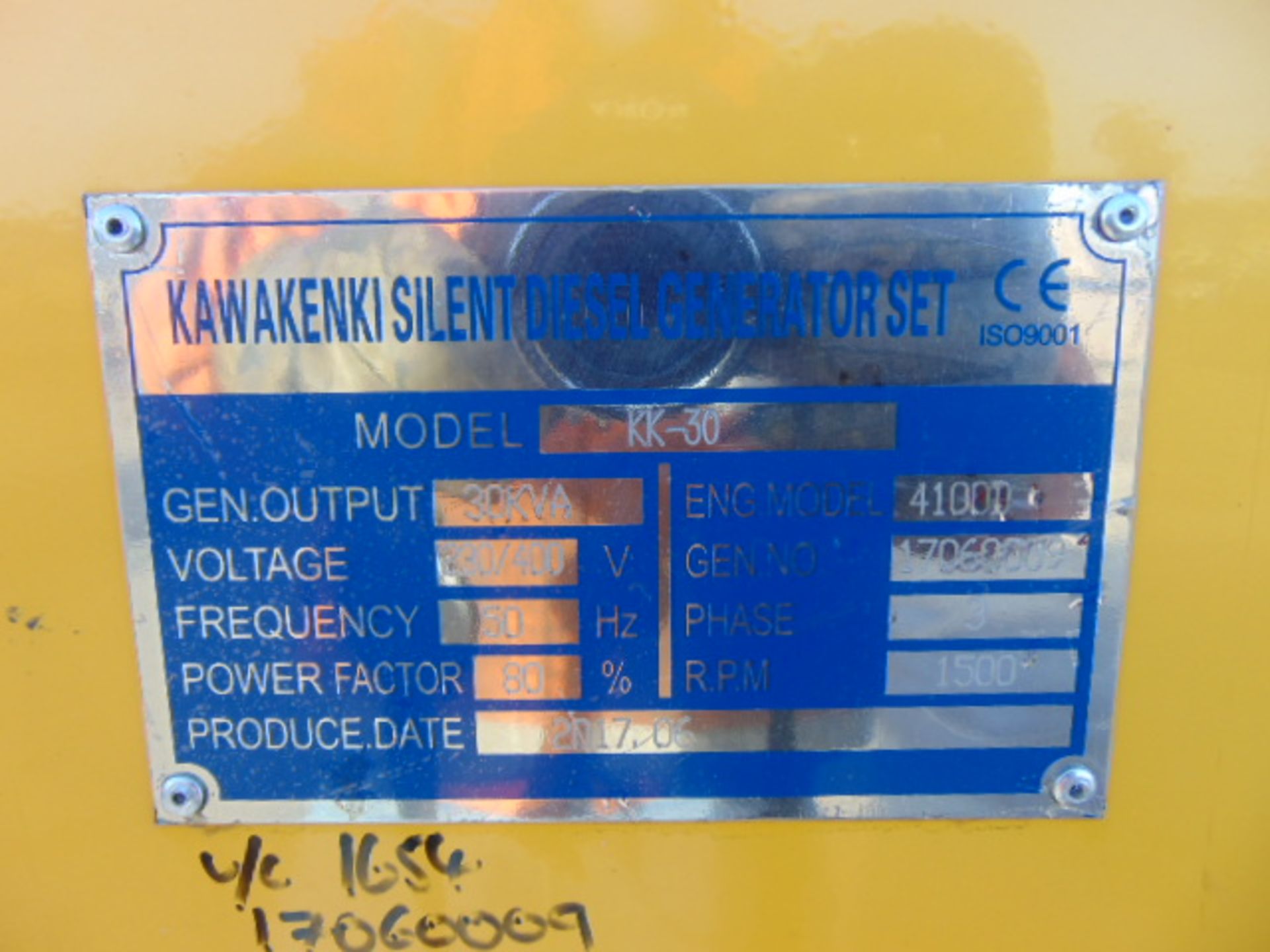 UNISSUED WITH TEST HOURS ONLY 30 KVA 3 Phase Silent Diesel Generator Set - Image 9 of 13