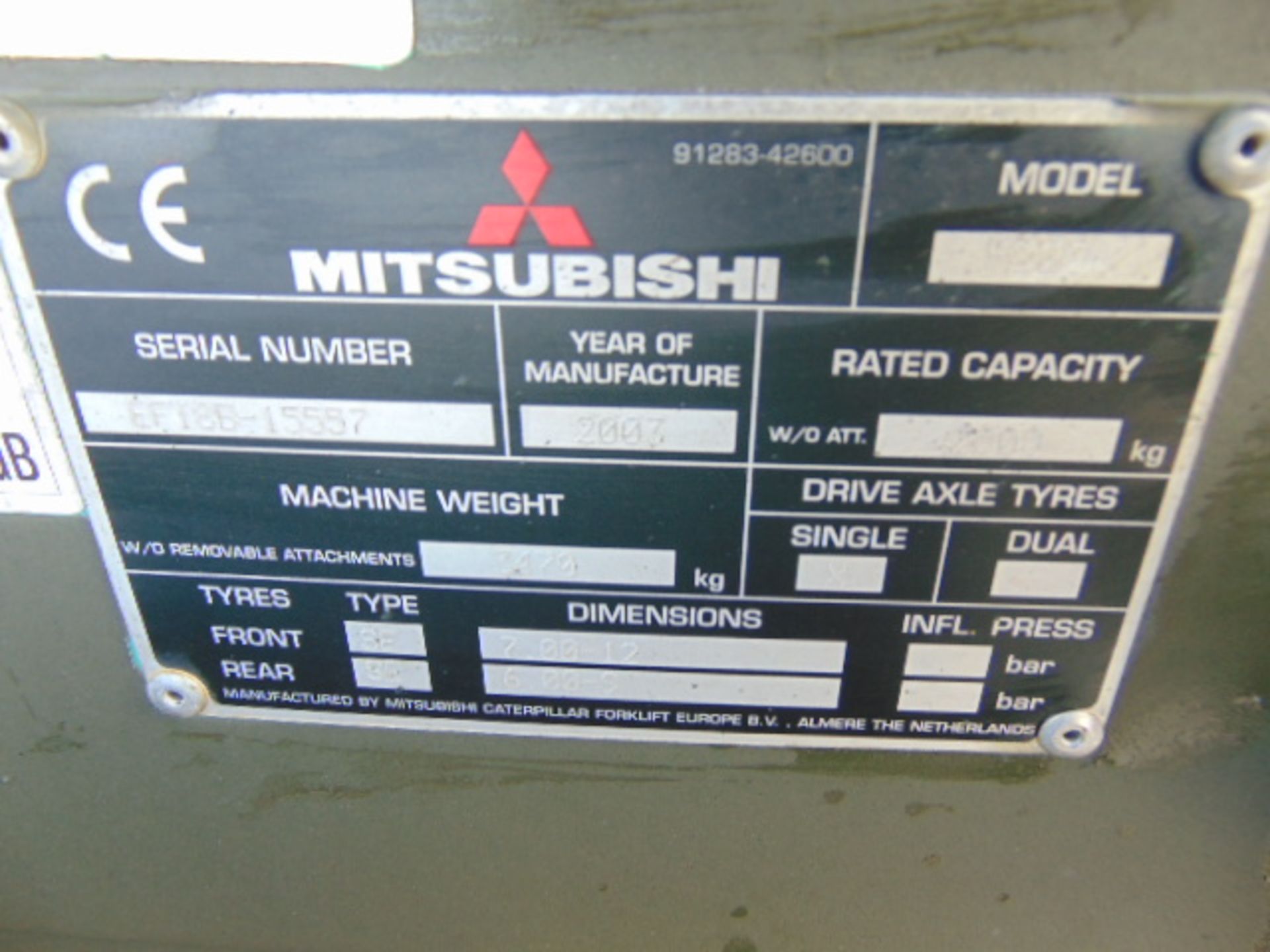 Mitsubishi FD20K Counter Balance Diesel Forklift - Image 17 of 19