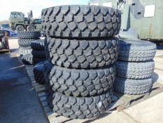 4 x Michelin XZL 365/85 R20 Tyres with Runflat Inserts and 10 Stud Rims