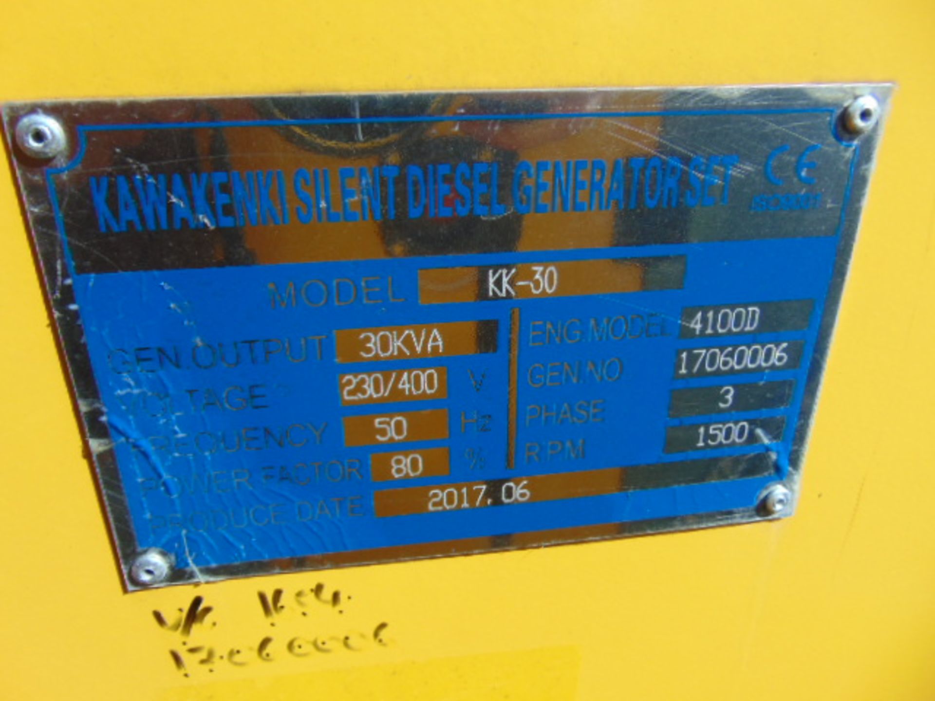 UNISSUED WITH TEST HOURS ONLY 30 KVA 3 Phase Silent Diesel Generator Set - Image 11 of 11