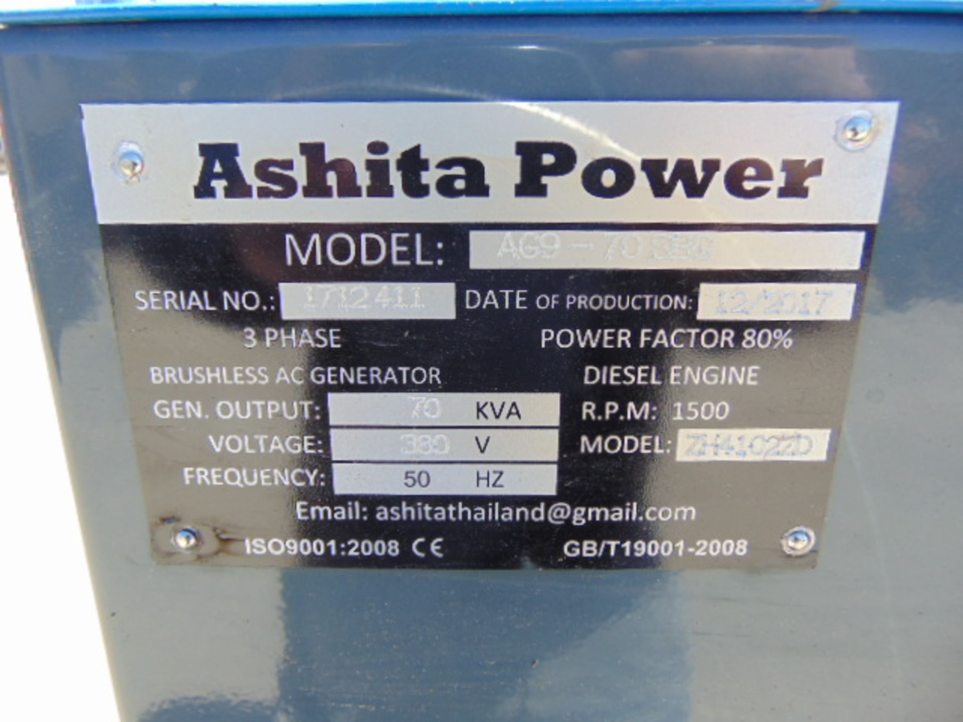 UNISSUED WITH TEST HOURS ONLY 70 KVA 3 Phase Silent Diesel Generator Set - Image 19 of 19