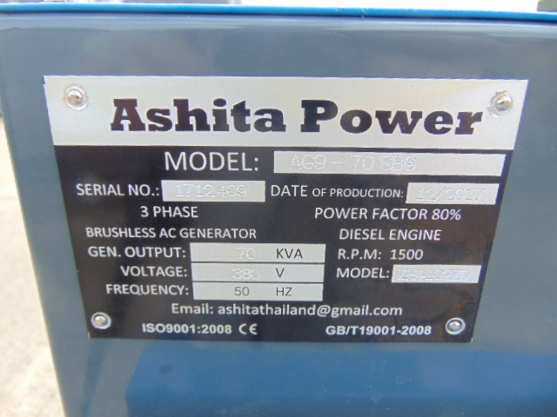 UNISSUED WITH TEST HOURS ONLY 70 KVA 3 Phase Silent Diesel Generator Set - Image 13 of 13
