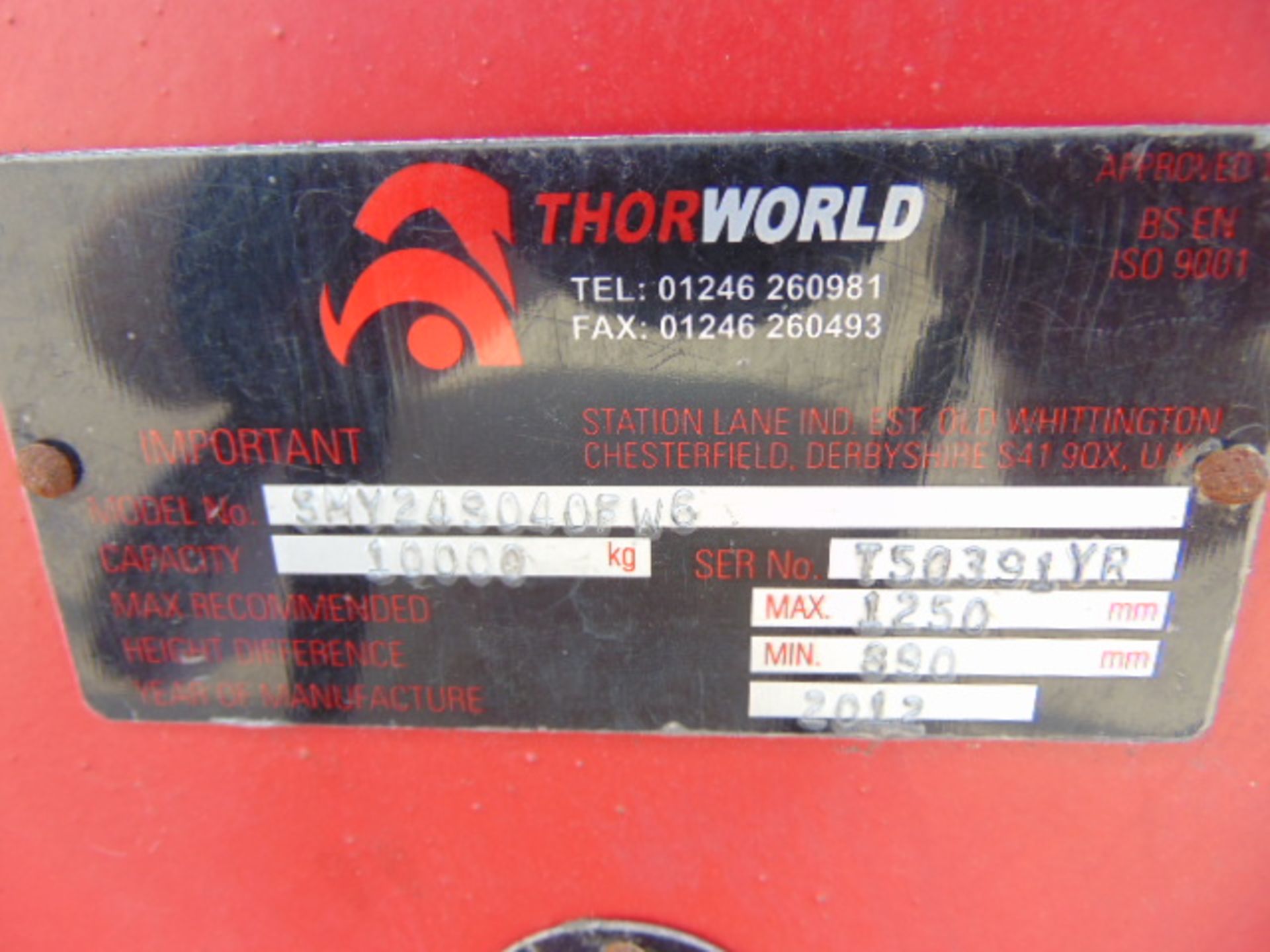 2012 Thorworld 10 Tonne Electric / Hydraulic Mobile Loading Ramp - Image 9 of 9