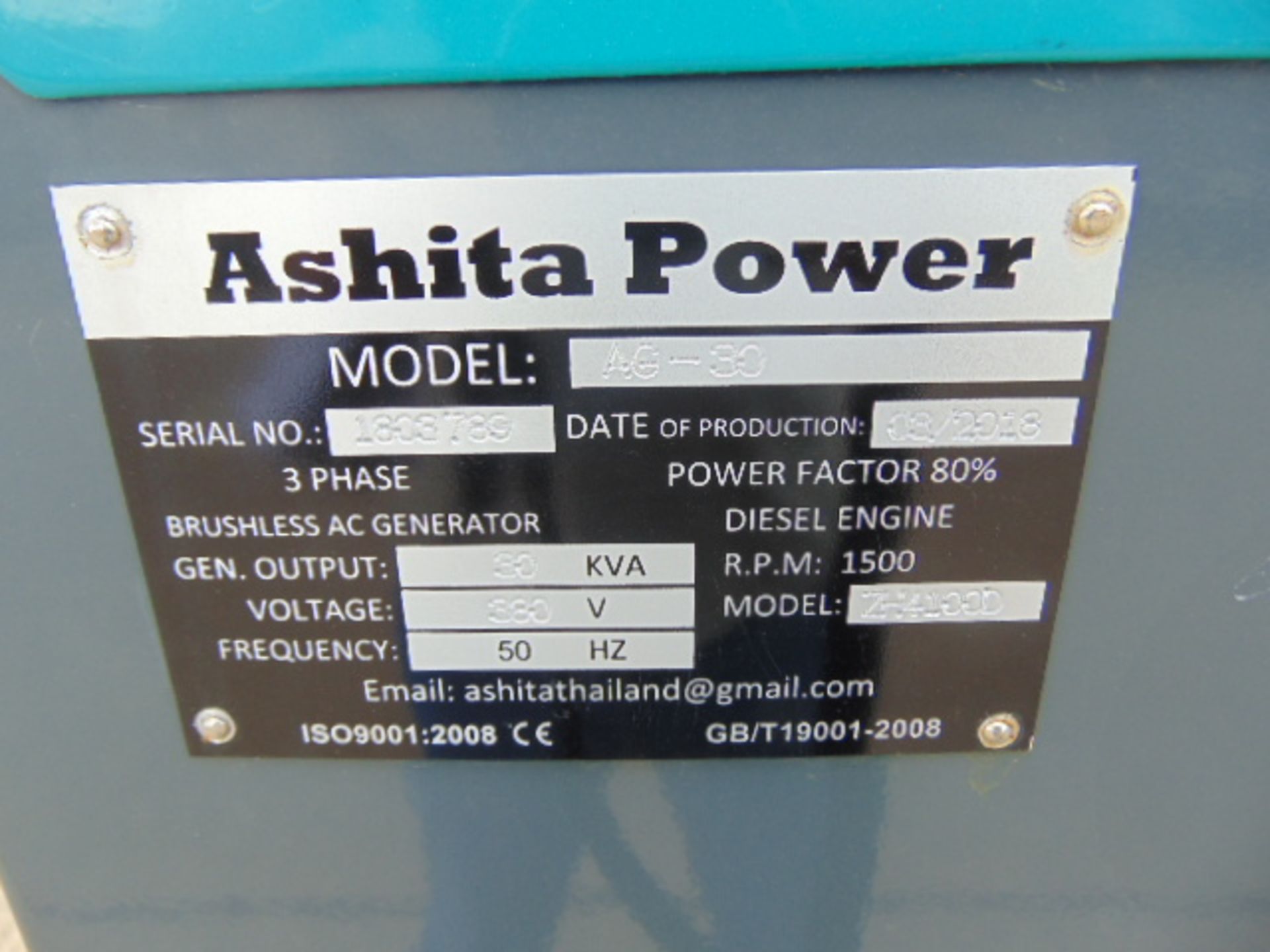 UNISSUED WITH TEST HOURS ONLY 30 KVA 3 Phase Silent Diesel Generator Set - Image 16 of 16
