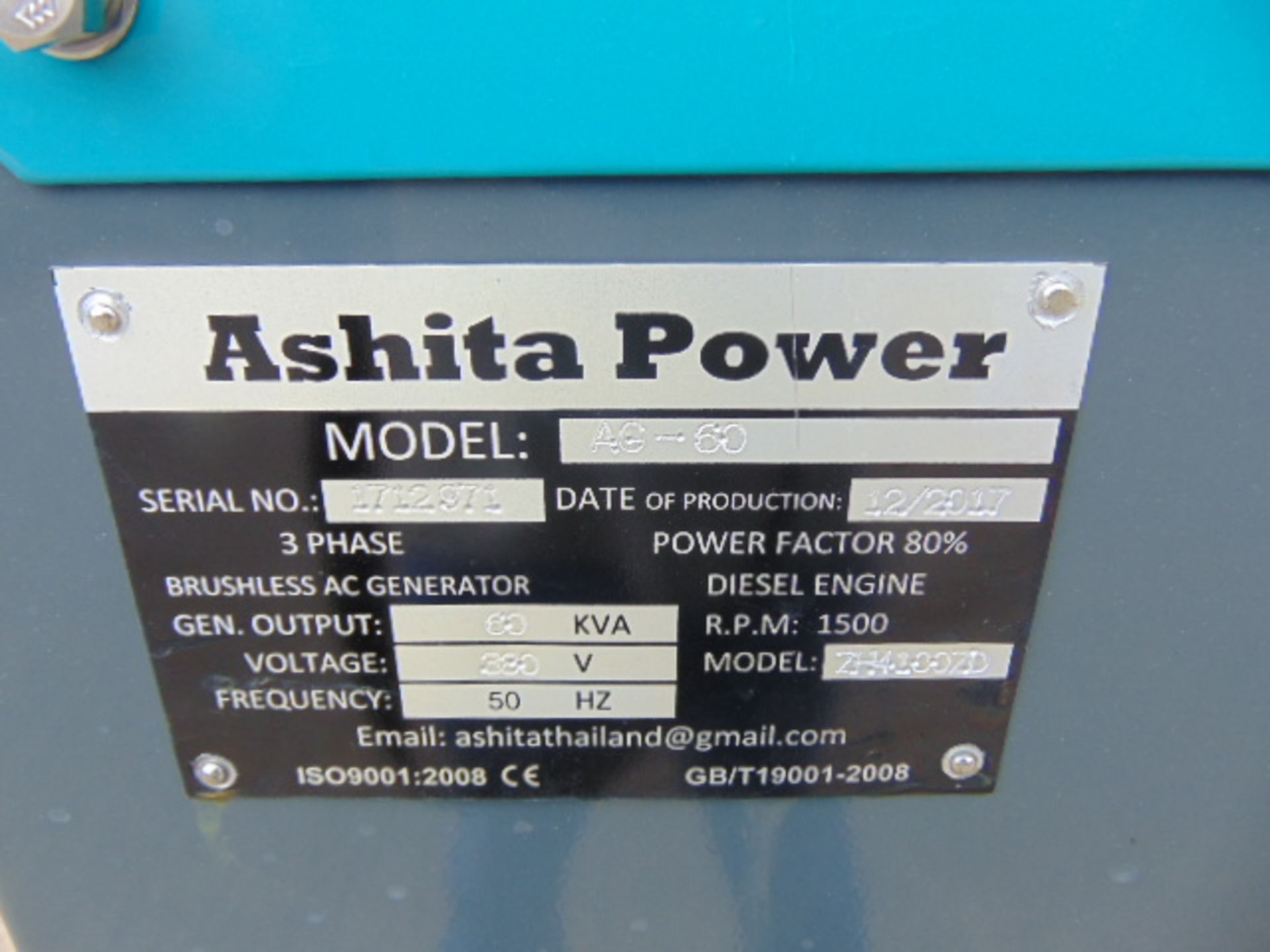 UNISSUED WITH TEST HOURS ONLY 60 KVA 3 Phase Silent Diesel Generator Set - Bild 14 aus 14