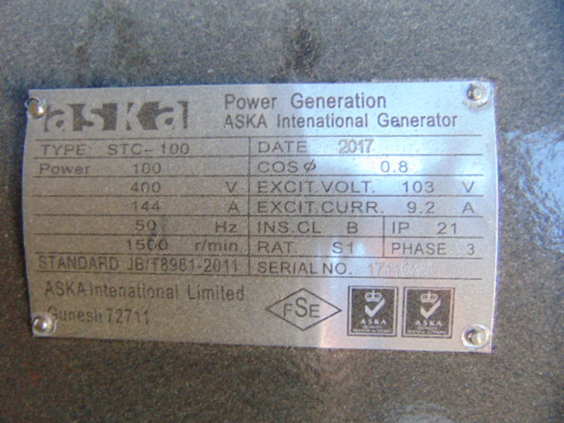UNISSUED WITH TEST HOURS ONLY 100 KVA 3 Phase Diesel Generator Set - Image 13 of 16