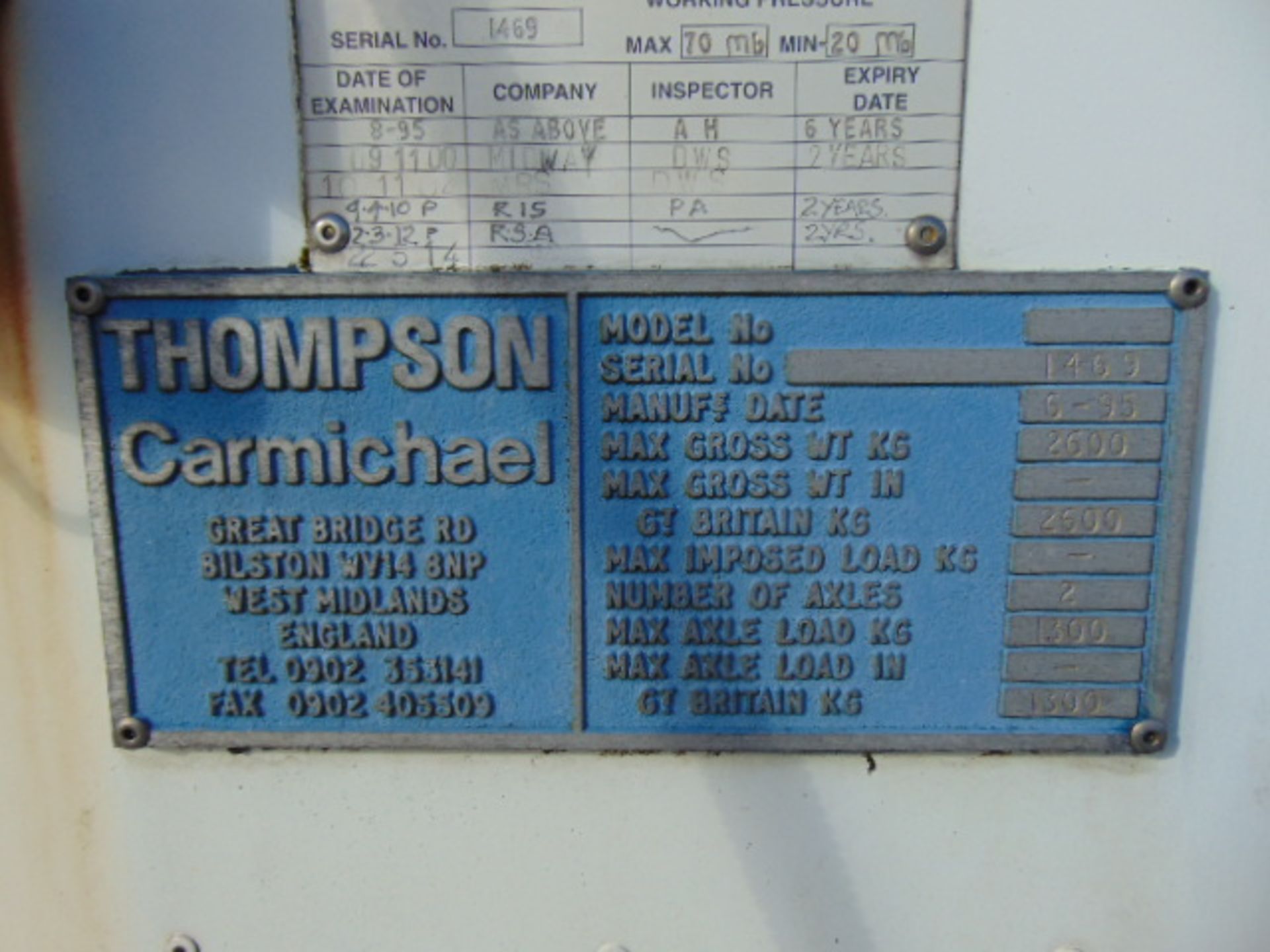 Thomson Carmichael Light Aircraft 975Ltr Avgas Fuel Bowser Trailer - Bild 16 aus 18