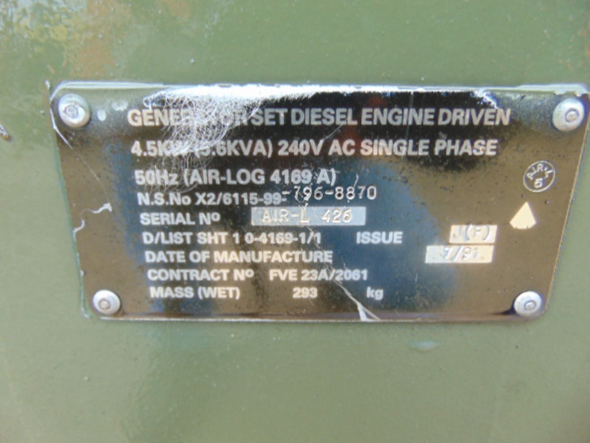 Lister Petter Air Log 4169 A 5.6 KVA Diesel Generator - Image 16 of 16