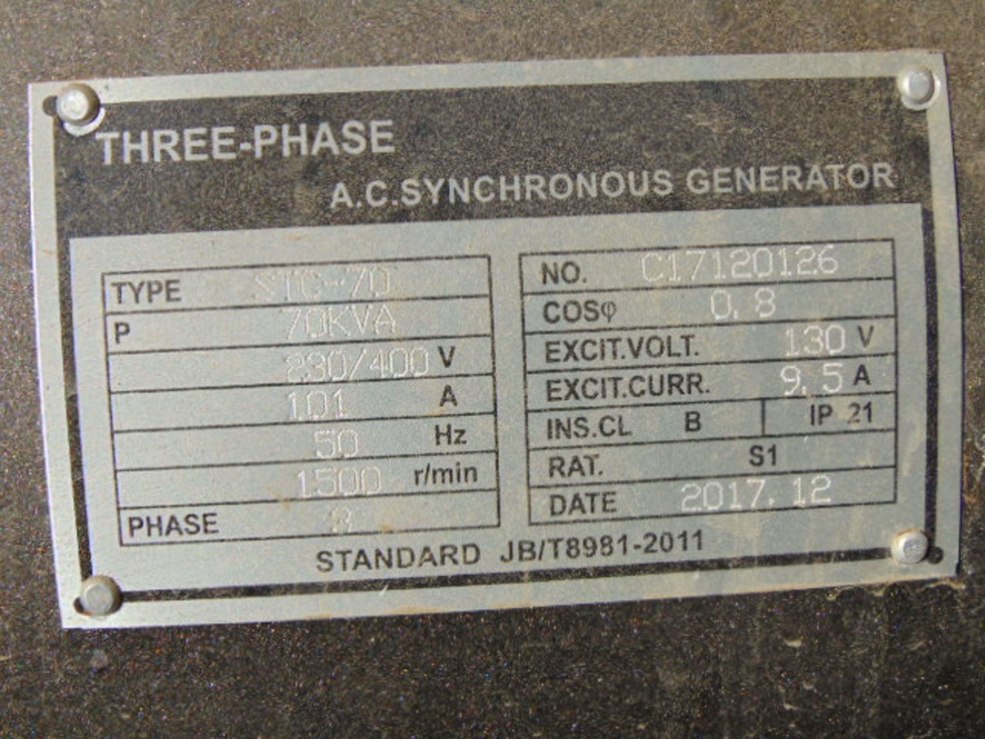 UNISSUED WITH TEST HOURS ONLY 70 KVA 3 Phase Silent Diesel Generator Set - Image 9 of 15