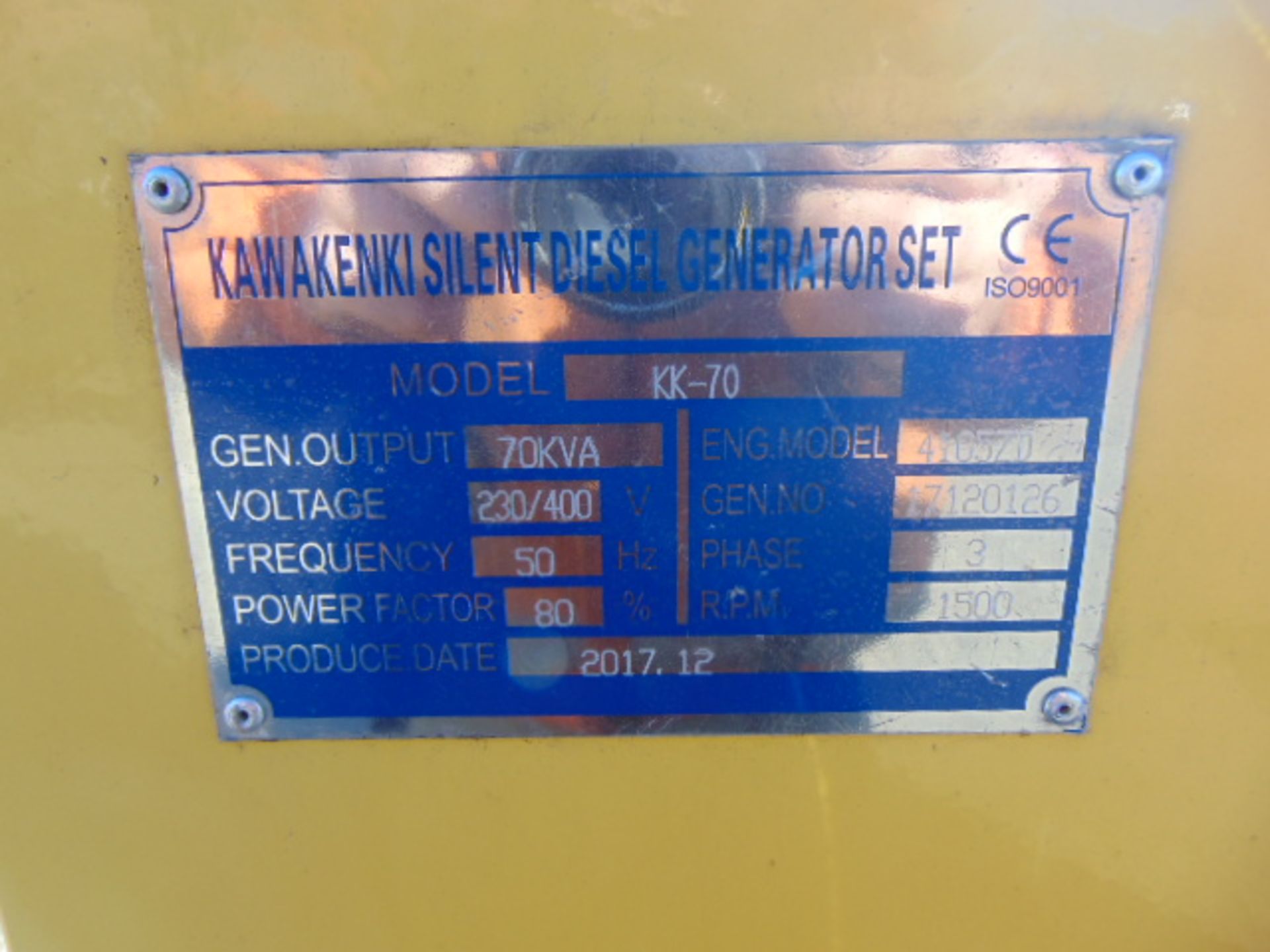 UNISSUED WITH TEST HOURS ONLY 70 KVA 3 Phase Silent Diesel Generator Set - Image 13 of 15