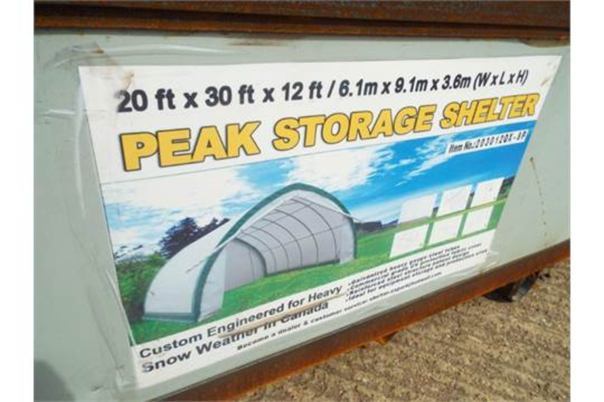 Heavy Duty Peak Storage Shelter 20'W x 30'L x 12' H P/No 203012QX-8P - Image 4 of 6