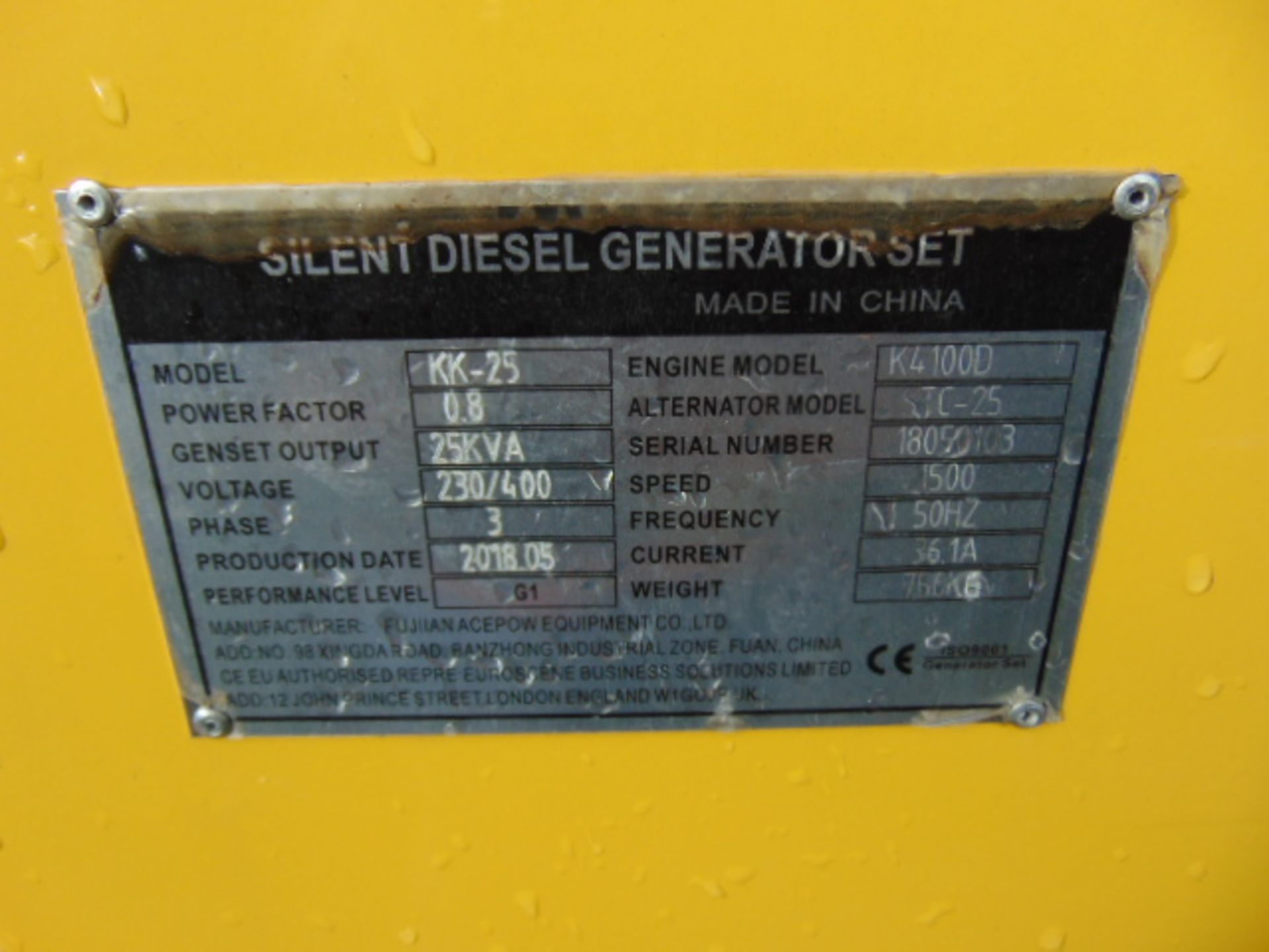 UNISSUED WITH TEST HOURS ONLY 25 KVA 3 Phase Silent Diesel Generator Set - Image 15 of 17