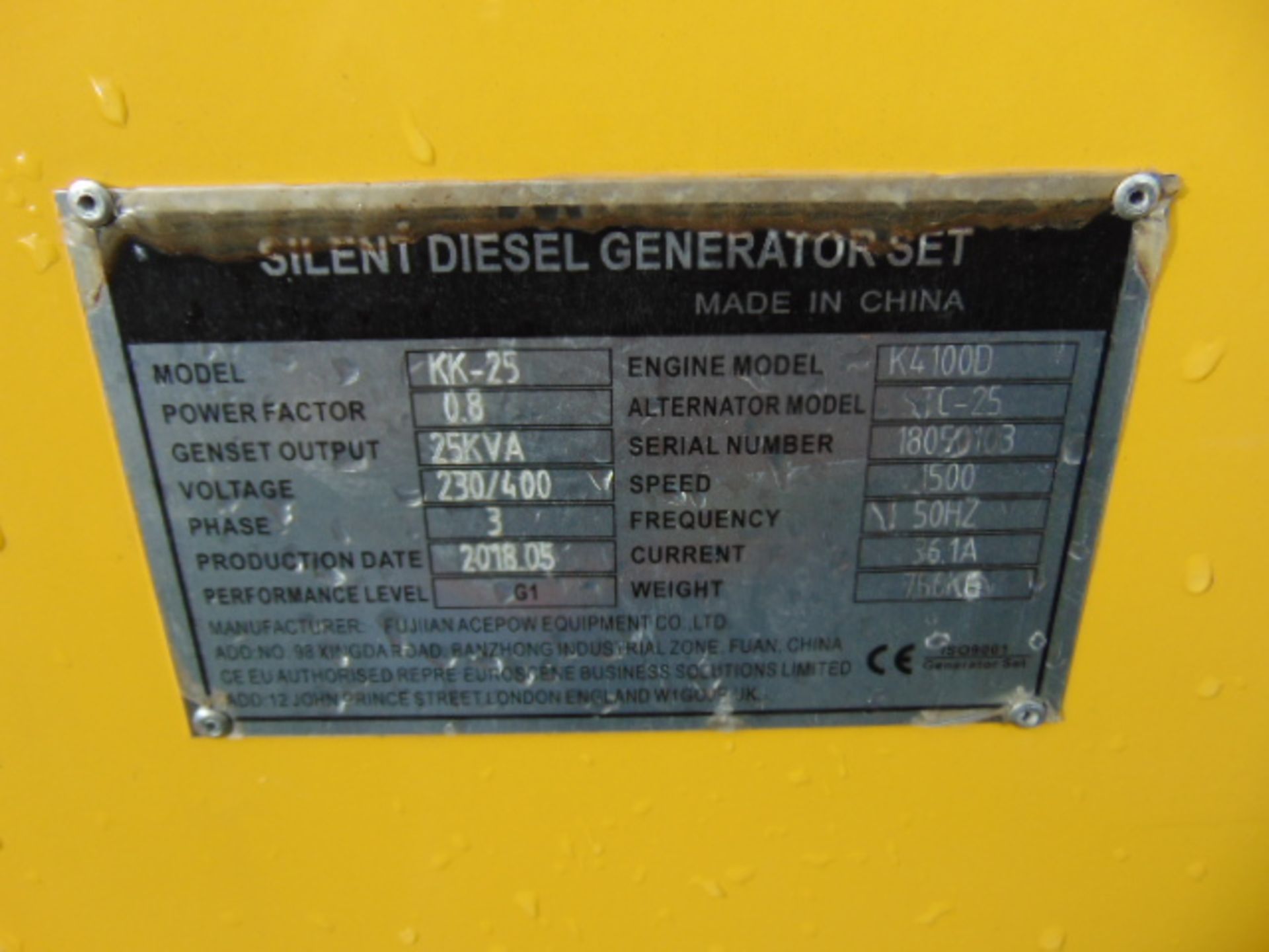 UNISSUED WITH TEST HOURS ONLY 25 KVA 3 Phase Silent Diesel Generator Set - Bild 15 aus 17