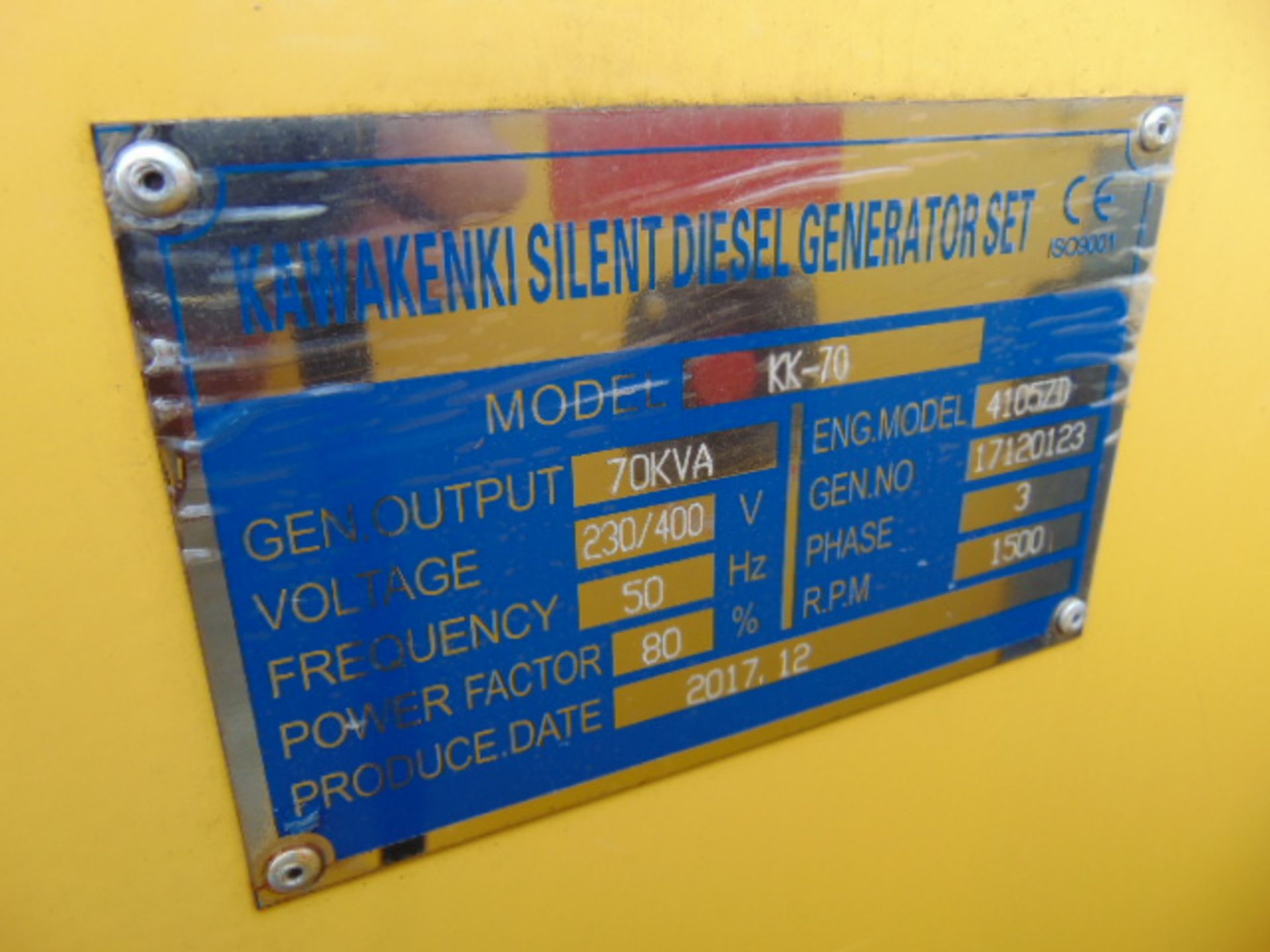 UNISSUED WITH TEST HOURS ONLY 70 KVA 3 Phase Silent Diesel Generator Set - Image 13 of 15