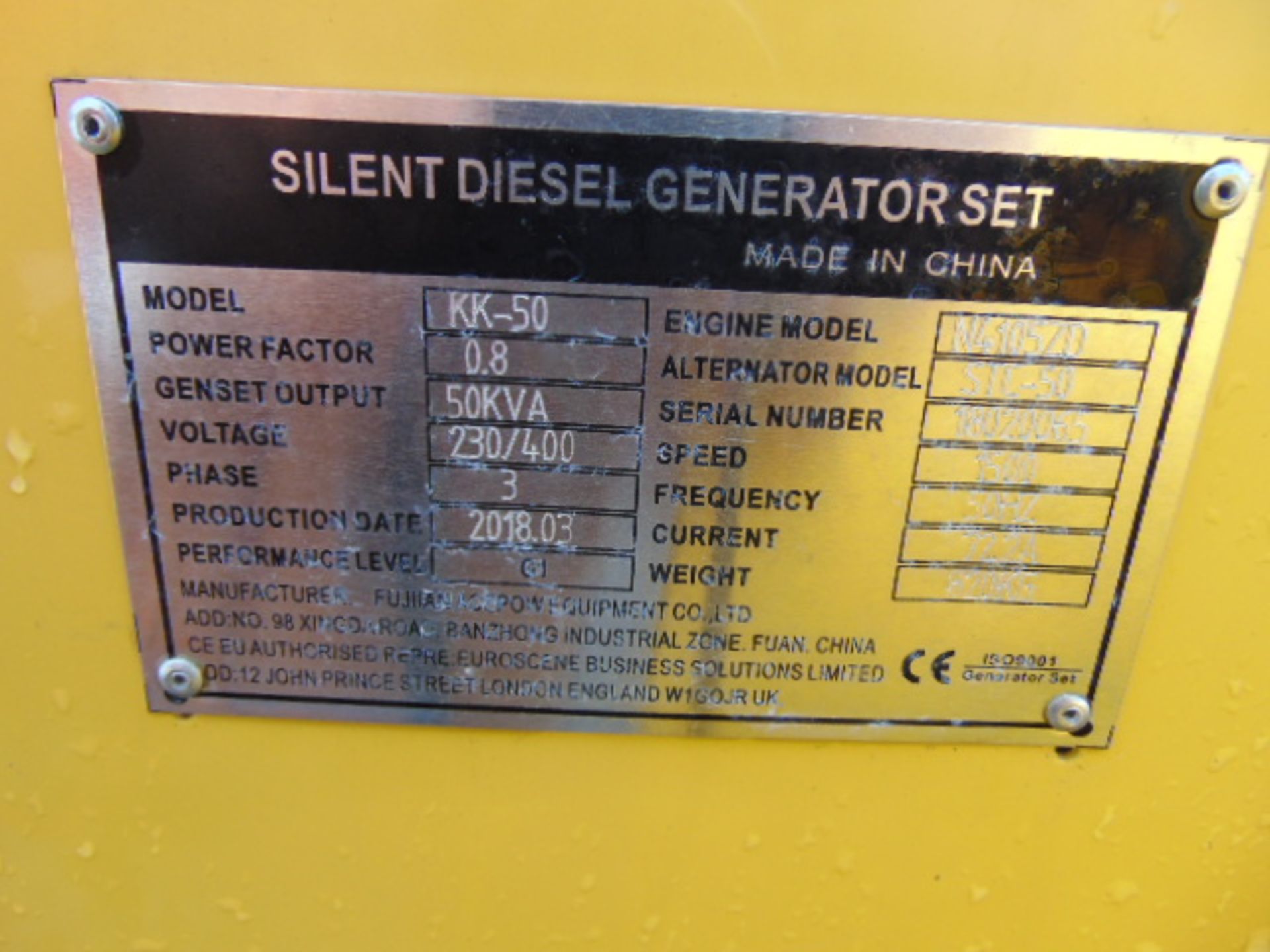 UNISSUED WITH TEST HOURS ONLY 50 KVA 3 Phase Silent Diesel Generator Set - Image 15 of 15