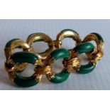 An 18ct yellow gold and malachite bracelet, signed and numbered Mellerio 2470 Br, double struck with