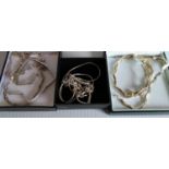 A selection of four silver bracelets and 2-silver necklaces (6)