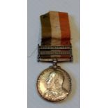 A KING'S SOUTH AFRICA MEDAL, 1901 and 1902 bars awarded to 4934 PTE. A. NOTLEY. RIFLE BRIGADE