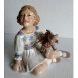 Dahl Jensen, number 1204, GIRL WITH TOY ELEPHANT porcelain figurine, 16 cm H, without damage or