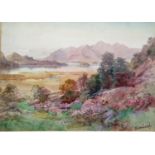 Thomas Greenhalgh (1848-1906), MOUNTAIN SCENE and BRIDGE OVER RIVER, watercolours, signed, framed