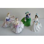 Four Royal Doulton figurines - The Ballerina HN 2116, Dancing Years HN 2235, Autumn Breezes HN