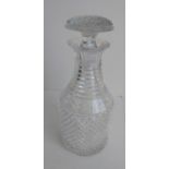 A Regency cut-glass decanter, hobnail and step cut with mushroom stopper, 22cm H, a pair of
