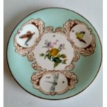 A Royal Worcester dessert plate painted by G H Cole depicting butterflies and floral sprig to