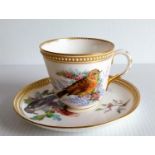A late Victorian Royal Worcester Jewelled and glazed parian cabinet cup and saucer painted, probably