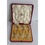 A George V cased set of six dessert forks by Alexander Clark & Co Ltd, Sheffield, 1929