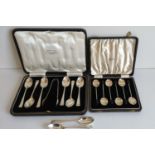 A cased set of six Art Deco silver coffee spoons and sugar tongs by Cooper Brothers & Sons Ltd,