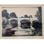 Robert Houston (Scottish 1891-1942), STROWAN BRIDGE, etching, 10 x 13.5 cm, framed and mounted,