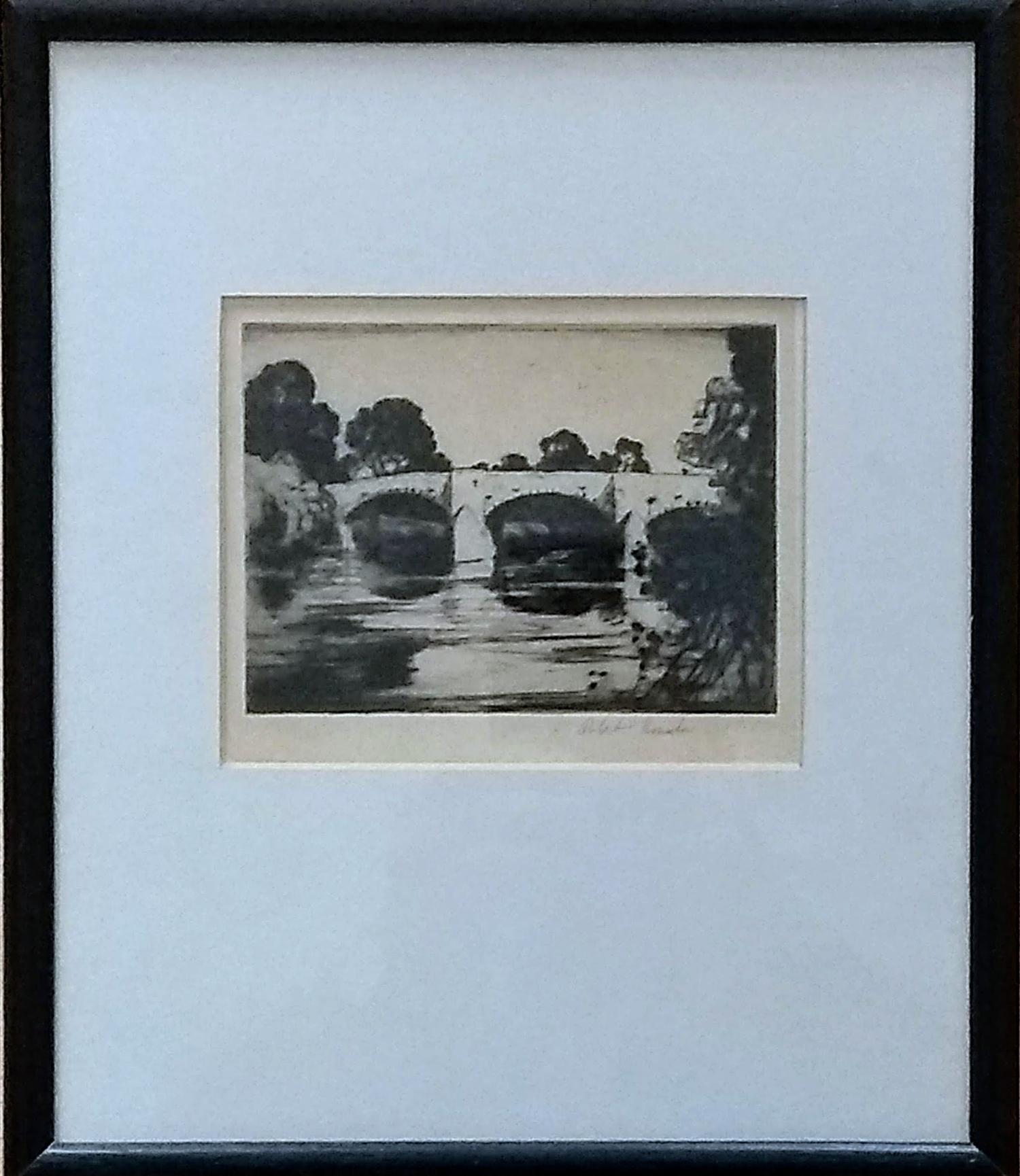 Robert Houston (Scottish 1891-1942), STROWAN BRIDGE, etching, 10 x 13.5 cm, framed and mounted, - Bild 2 aus 4