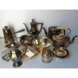 A large assortment of silver plated items to include bowls, teapot, flatware, etc