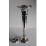 An Edwardian silver trumpet-shape vase with wavy rim and weighted, stepped base, Birmingham,