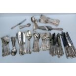 A large assortment of silver plate flatware to include 76 pieces of Kings' Pattern by Webber and