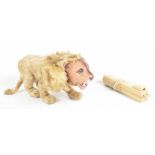 An unboxed battery operated walking lion With tan colour artificial silk plush,