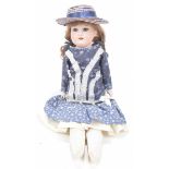 A German bisque shoulder doll by Armand Marseille With auburn wig, open/shut blue eyes, open mouth,