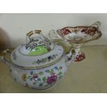 A large Spode floral decorated double handled soup tureen,