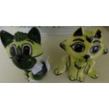 Two Lorna Bailey comical model cats