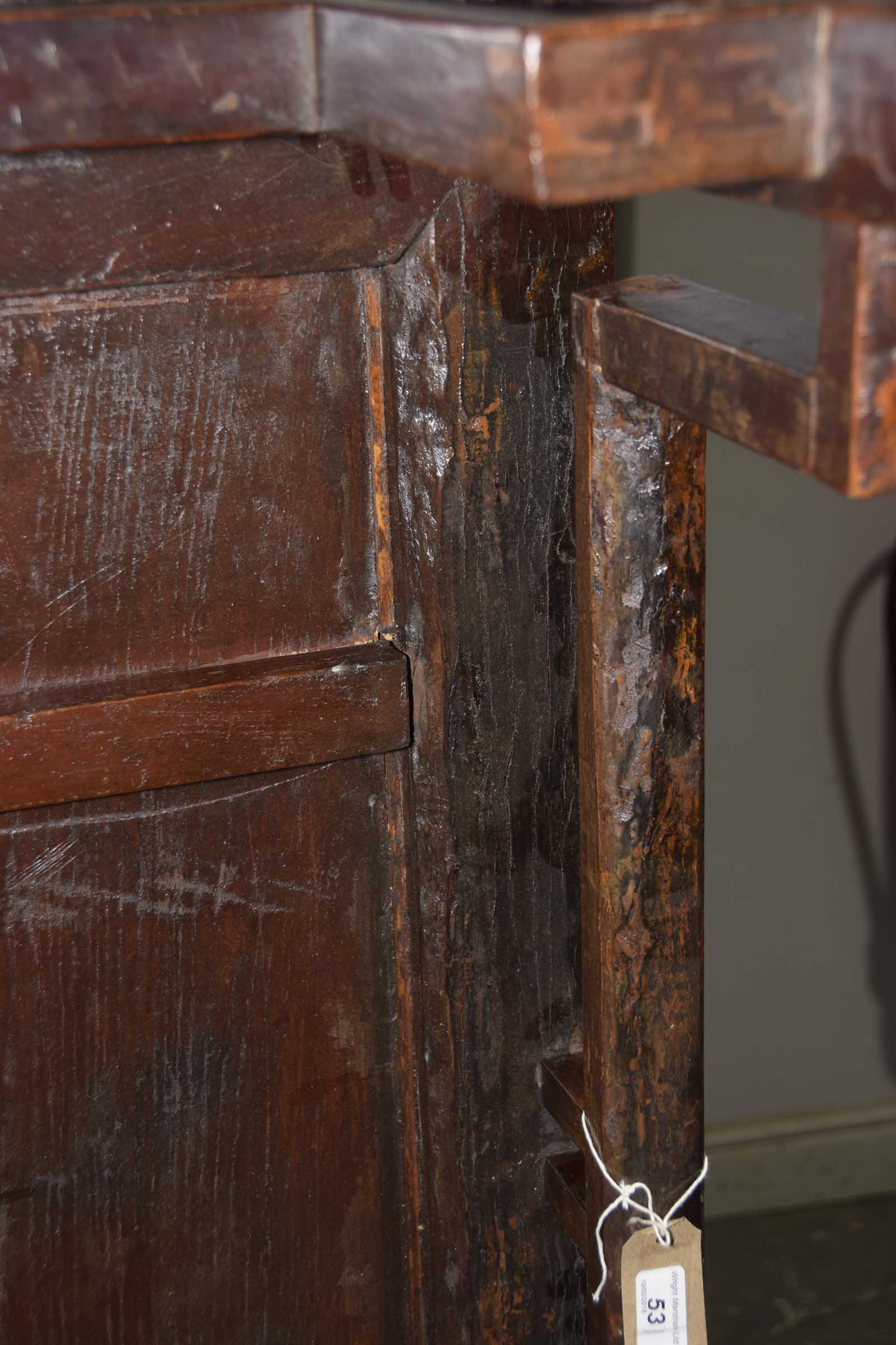 A Chinese Hunghuali style altar table The single plank top supported by slightly tapered yoke - Image 2 of 15