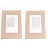 A double sided single sheet hand written and illuminated page,