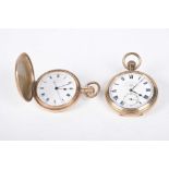 A gold plated full hunter pocket watch, AF The dial signed Thos Russell & Sons, Liverpool,