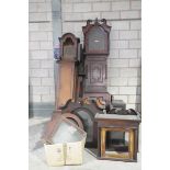 Five assorted longcase clock cases To include 18th Century oak examples,